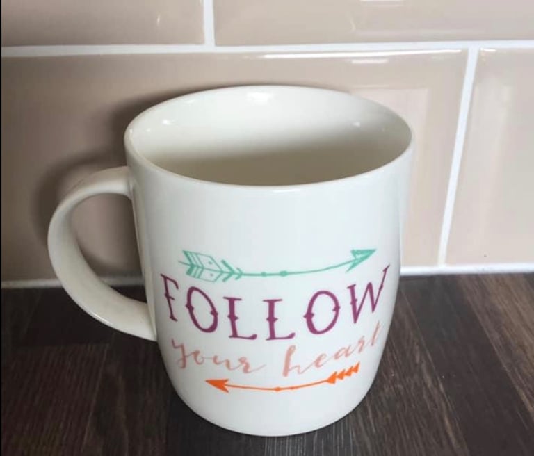 image for Follow your heart mug. New £2 each. Tq2 collect or can post