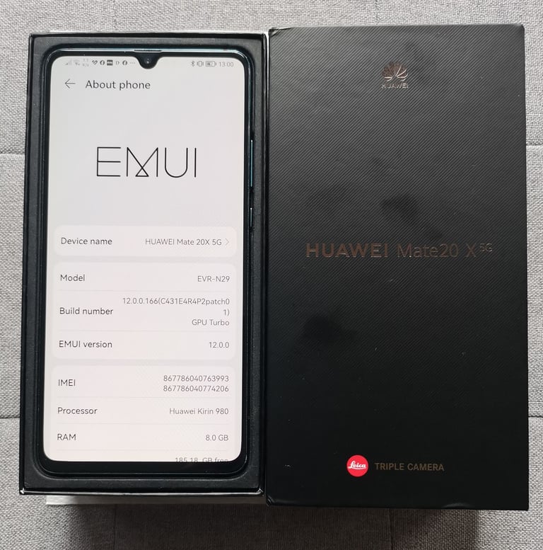 7.2" Huawei Mate 20 X (5G) 8GB / 256GB -GOOGLE -GLOBAL Version Unlocked Dual SIM