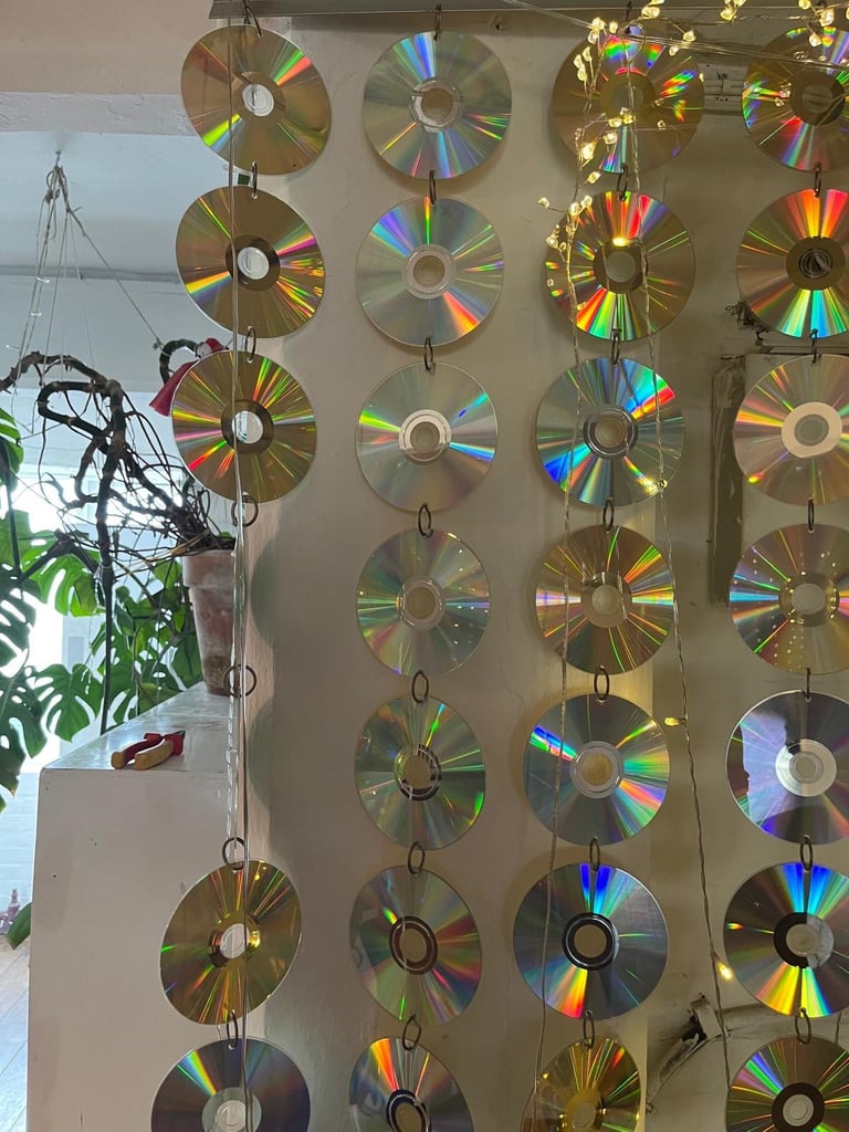 Hand made. One off CD curtain 