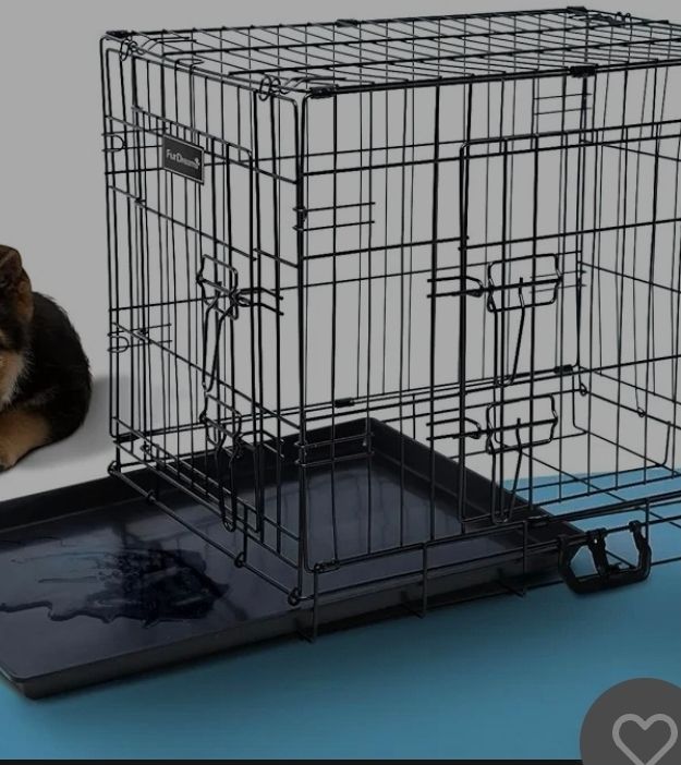 A new still boxed 42-Inch Dog Cage Crate Heavy Duty Black Metal Folding w/ 2 Doors 