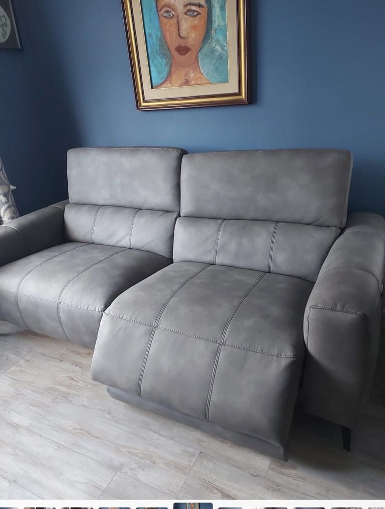 DFS Grey Reclining Double Sofa + Armchair