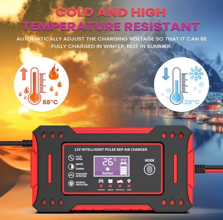 6A 12V Intelligent Car Battery Charger Car and Motorcycle Battery Charging Unit Lead-Acid Battery Re