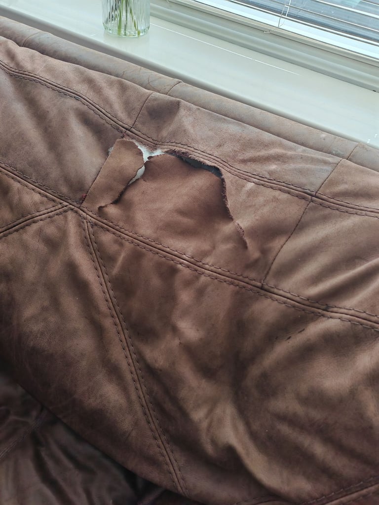 Leather sofa and armchair