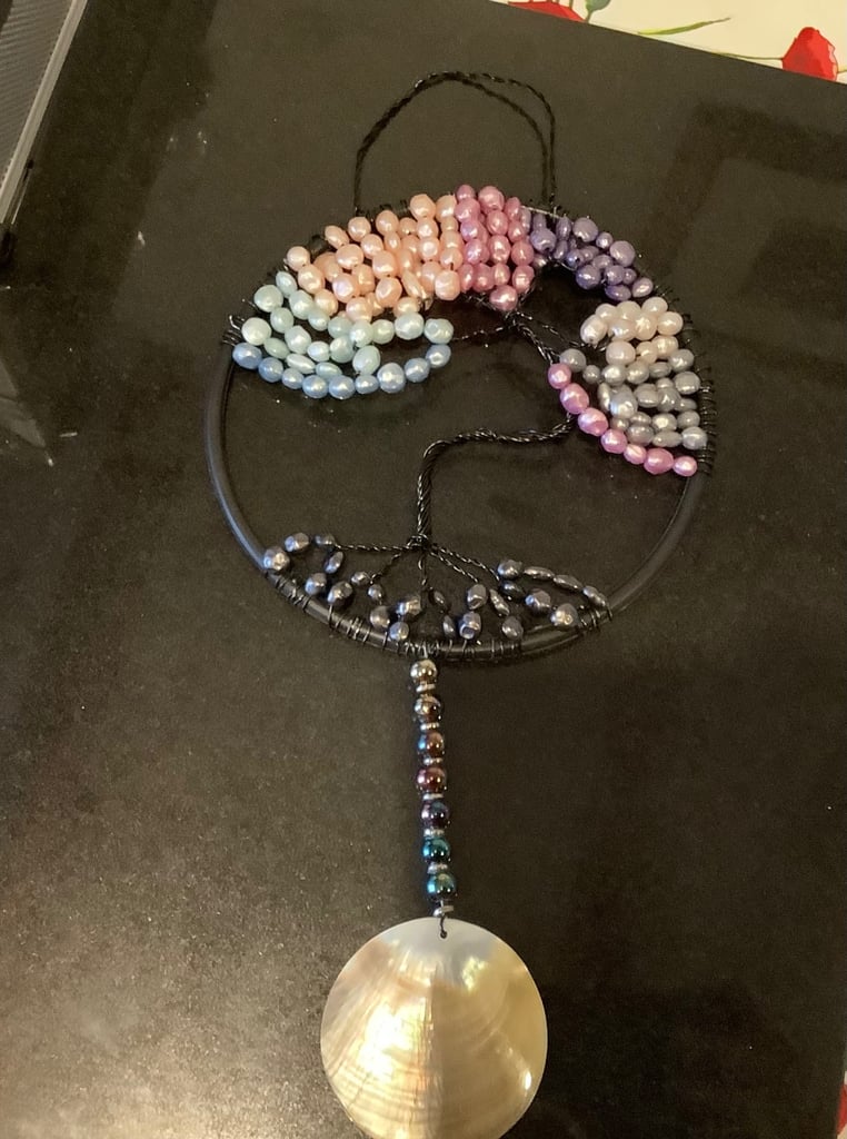 BESPOKE hand made pastel TREE OF LIFE DREAM CATCHER with removable shell. BARGAIN thanks 