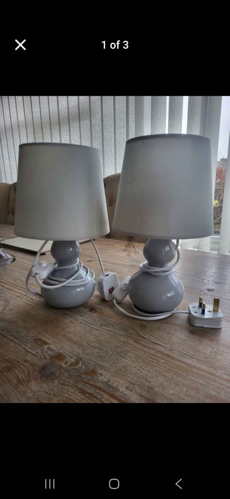 image for 2 off bedside tables lamps