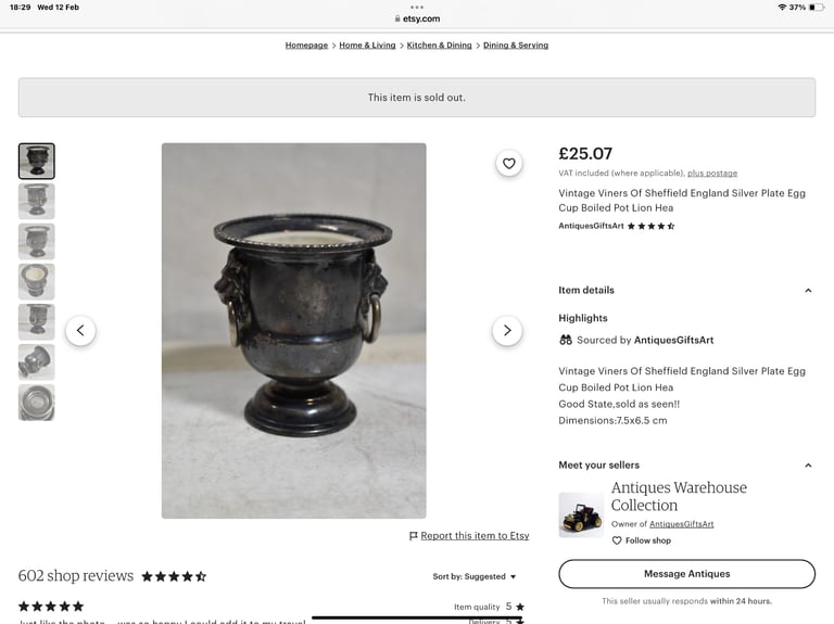 image for 2 x antique/vintage ( BUNDLE ) VINERS OF SHEFFIELD egg cups/ tooth pick holders 🙏 