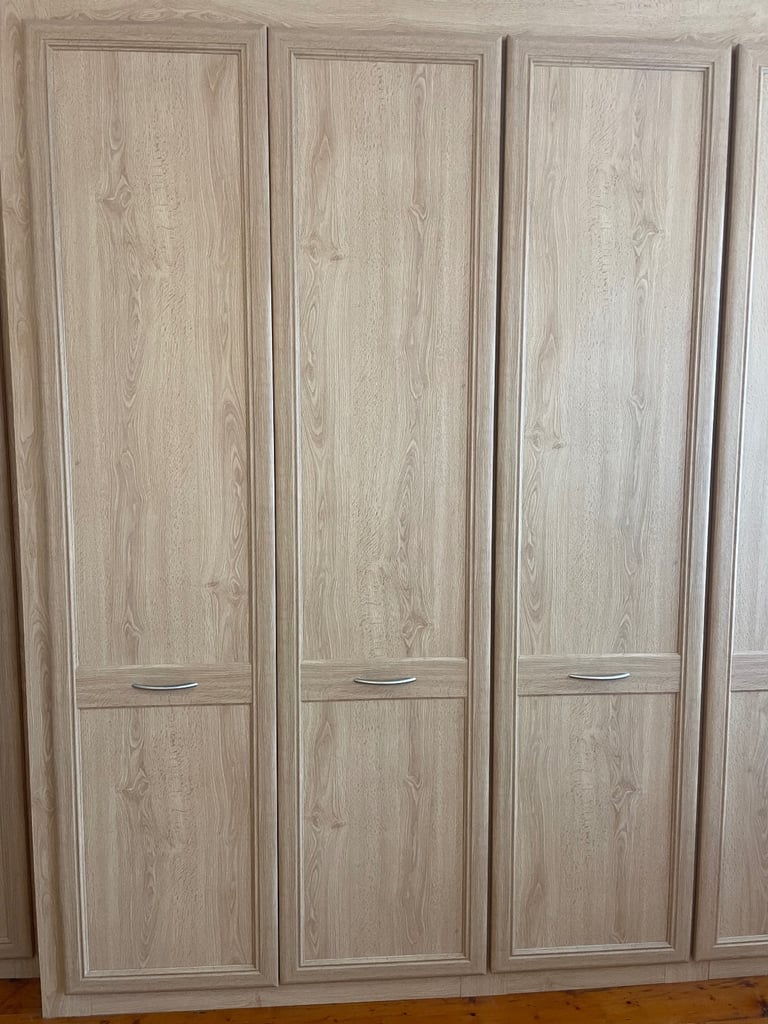 Fitted bedroom wardrobe, beech colour