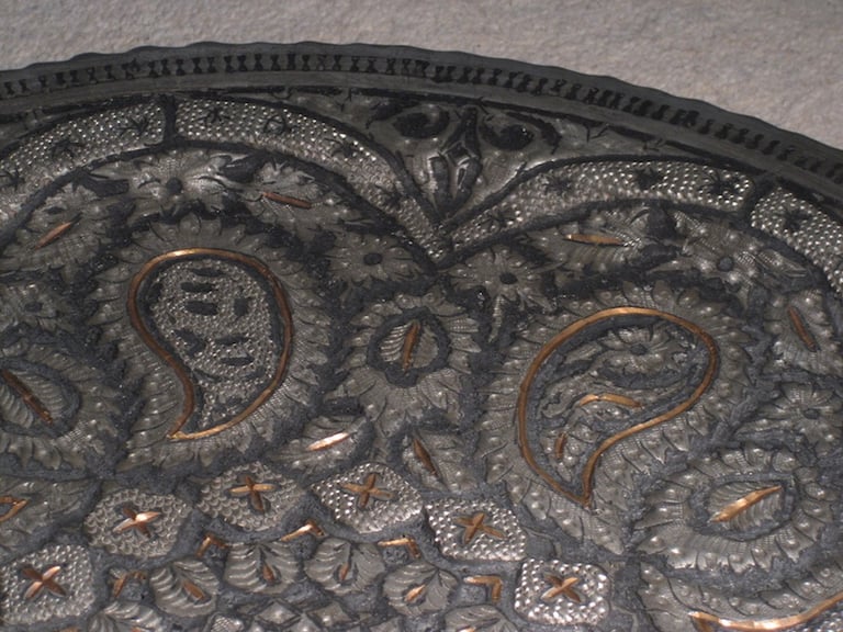 Vintage decorative Hand Hammered Metal Plate containing Copper