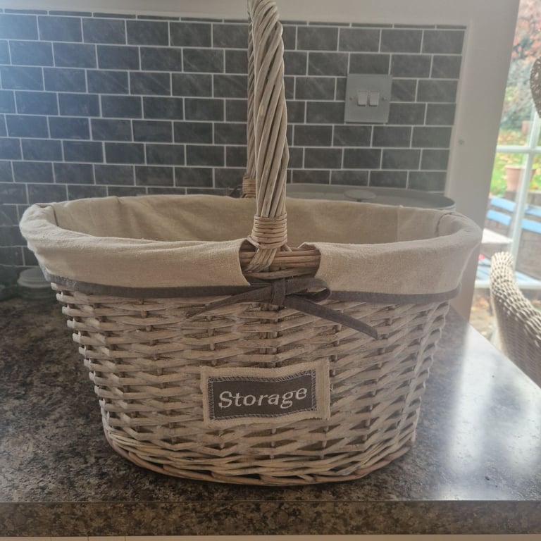 image for Rattan Basket with Canvas Insert