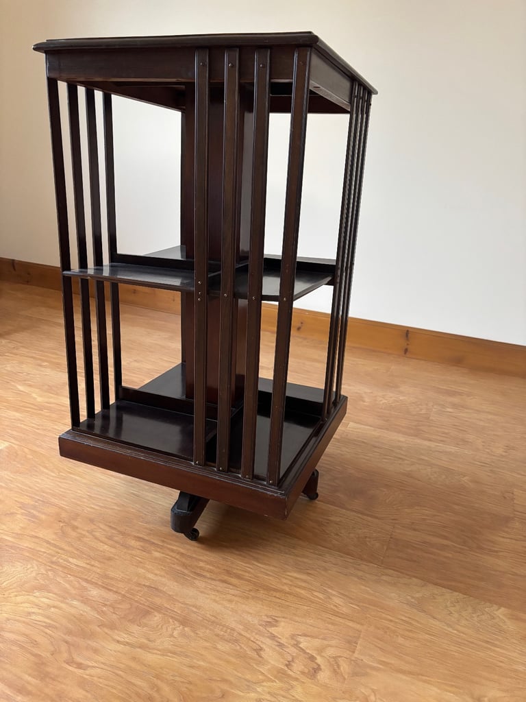Revolving Mahogany Bookcase Inlaid Top