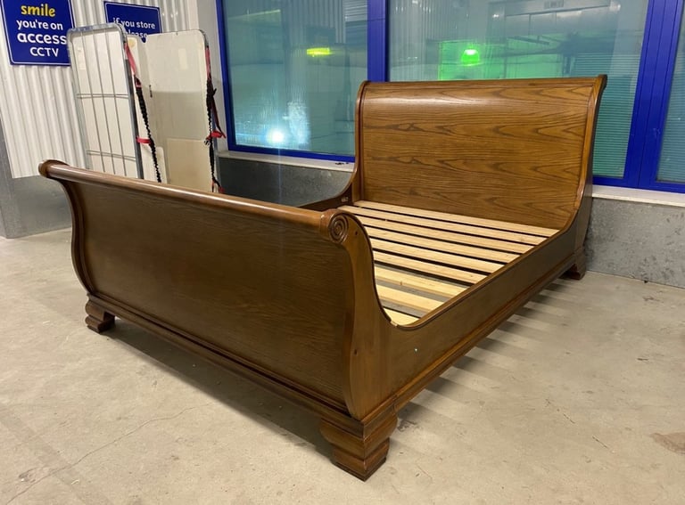 image for Sleigh Dark King Size Bed Frame