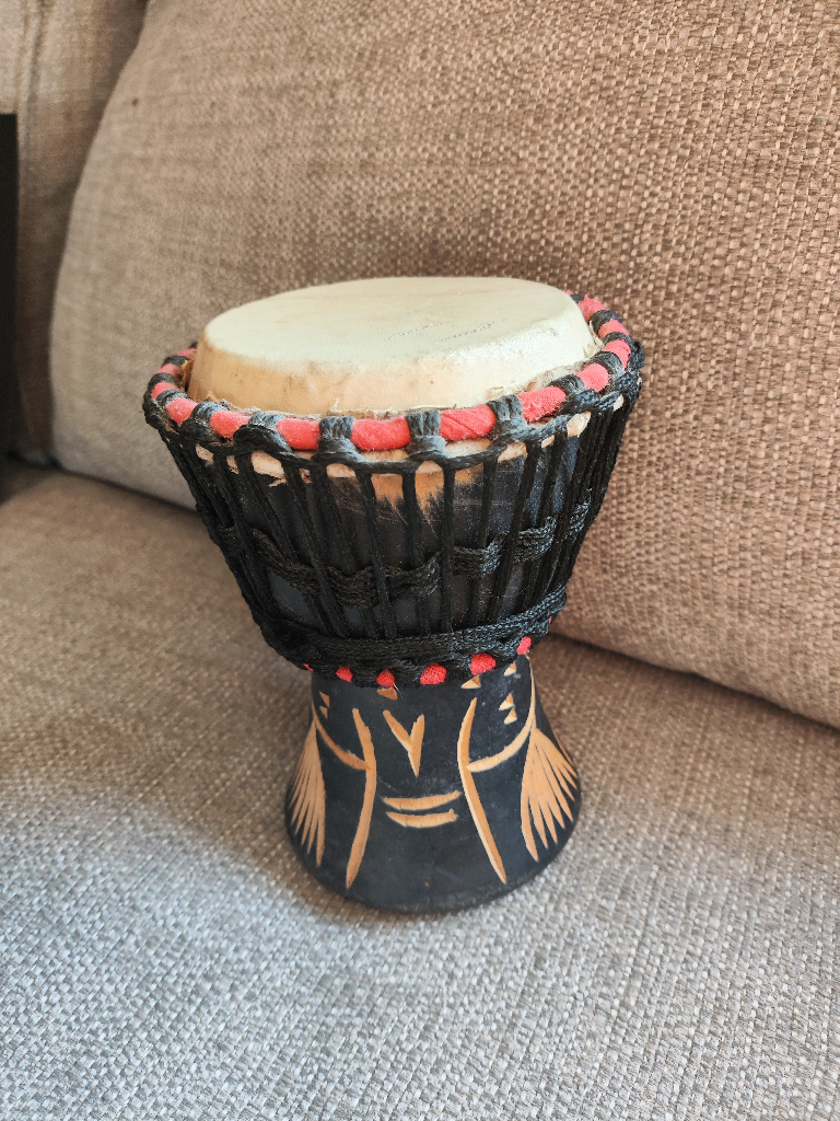 Genuine, Vintage, Wooden, Hand Crafted/Painted, Goat Skin, African Drum/Djembe