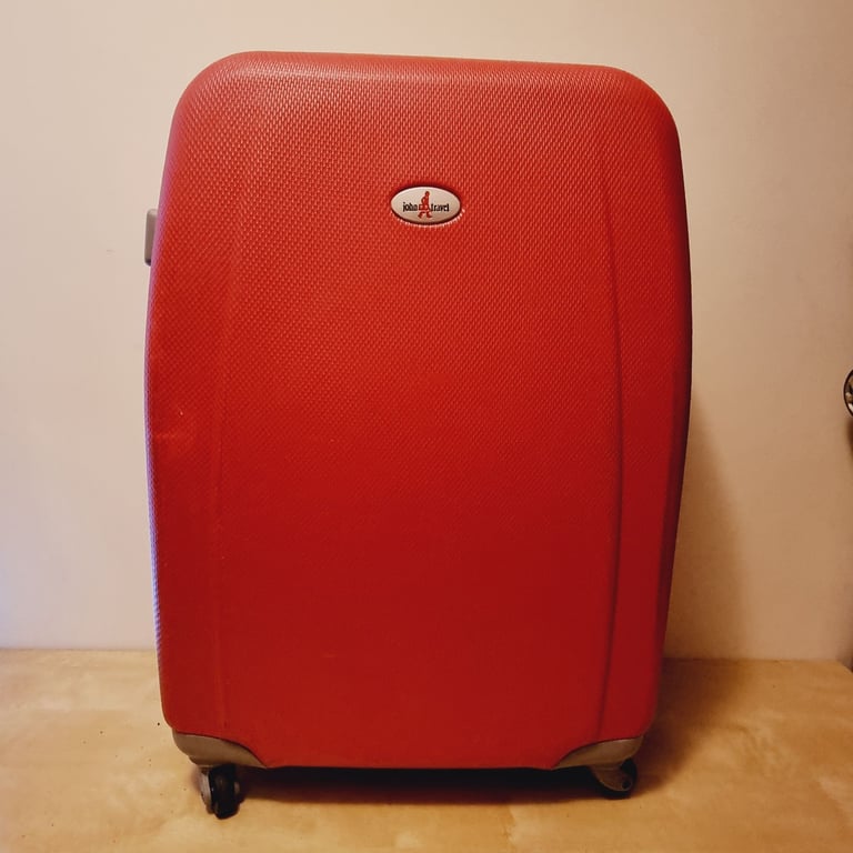 John Travel Luggage Medium Luggage Suitcase with 4 Wheels Red Hard Shell