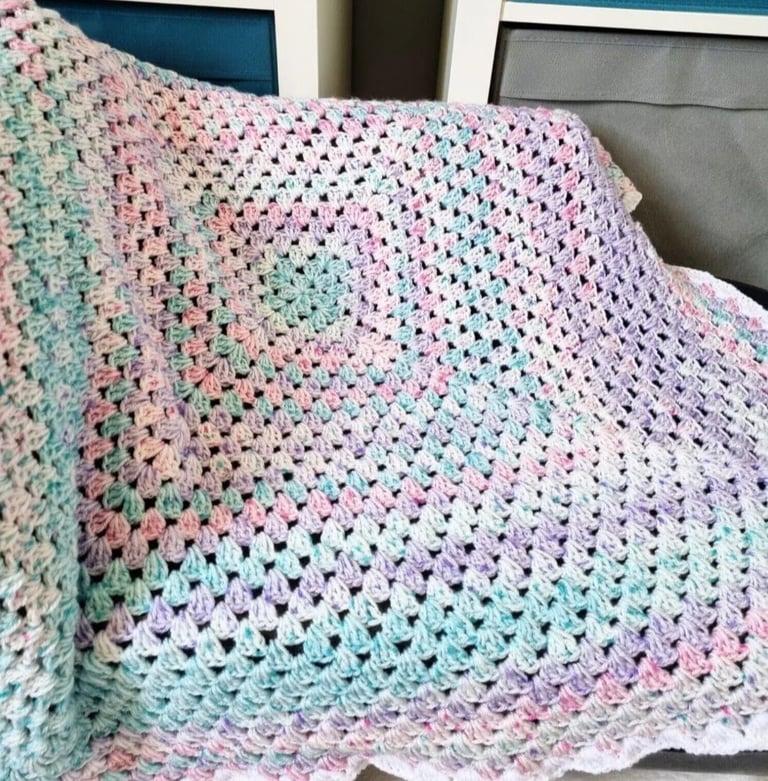 Crochet Baby Blanket, Personalised, Multicoloured