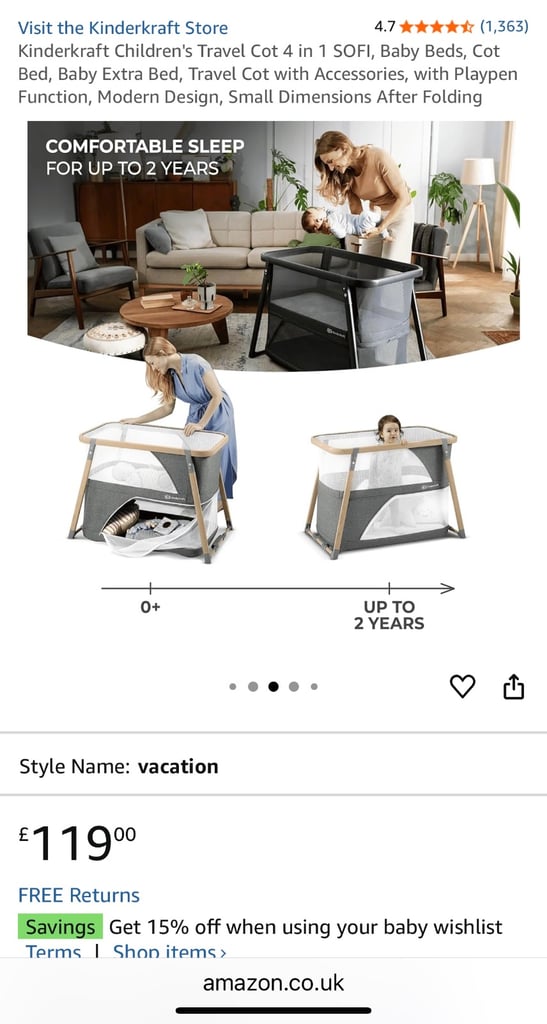 Kinderkraft travel cot / next to me crib 