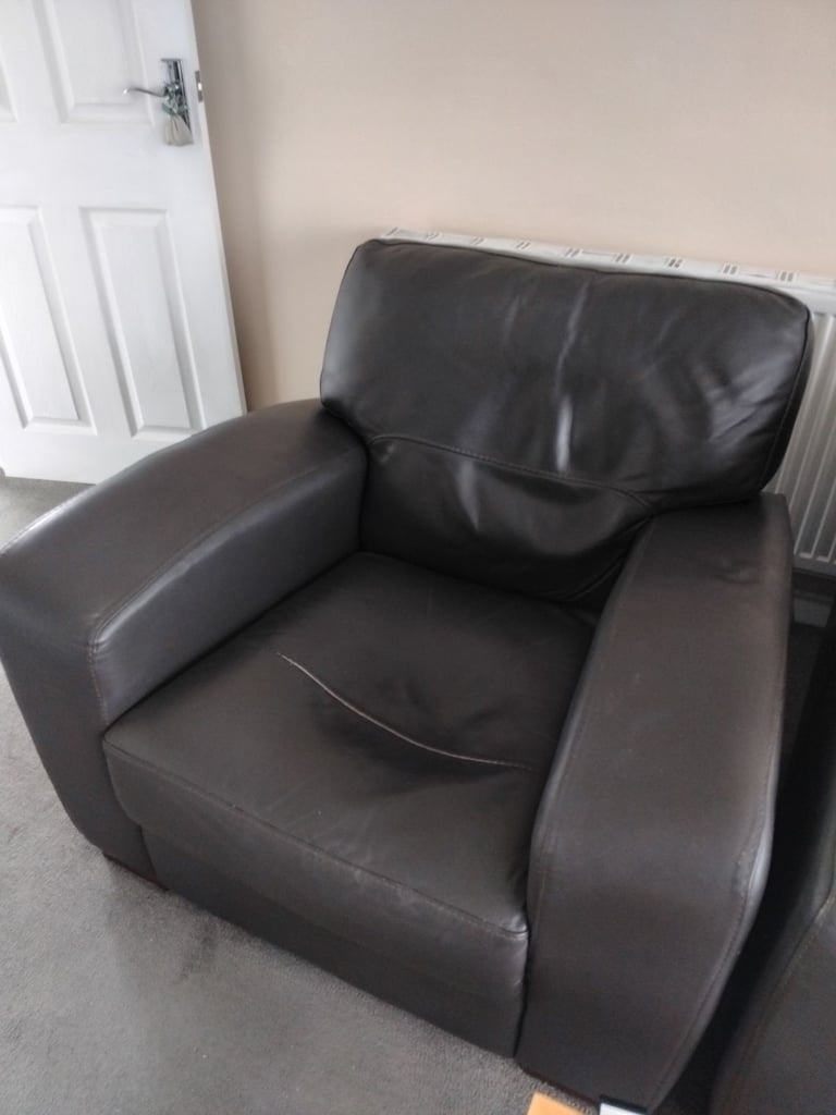 image for Single leather armchair, nice condition, chocolate brown.
