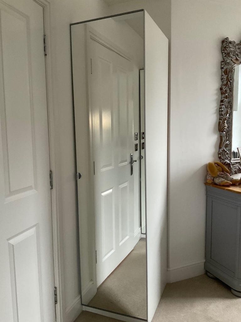 2 IKEA single wardrobes with mirrored doors