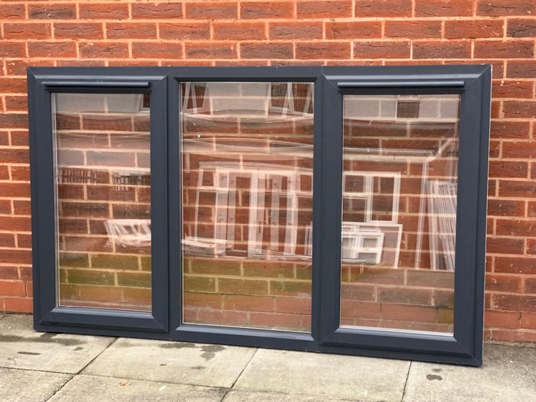UPVC DOUBLE GLAZED ANTHRACITE GREY WINDOW SIDE OPENERS NEW 183cm WIDE 110cm High