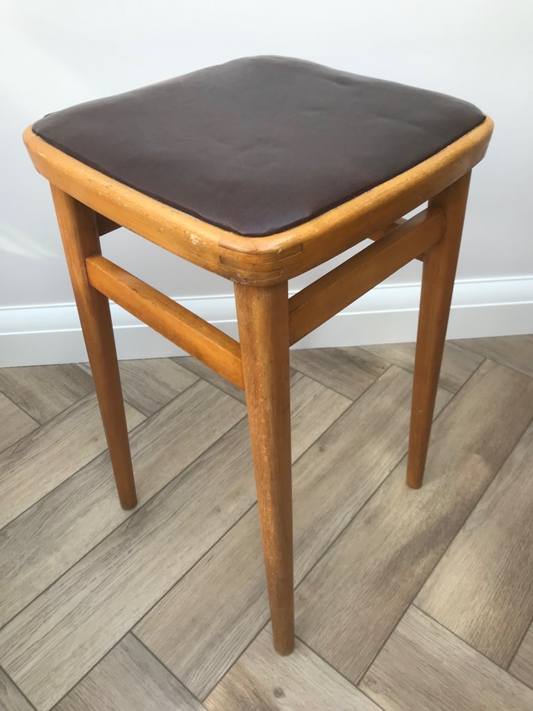 Vintage retro kitchen stool with vinyl top
