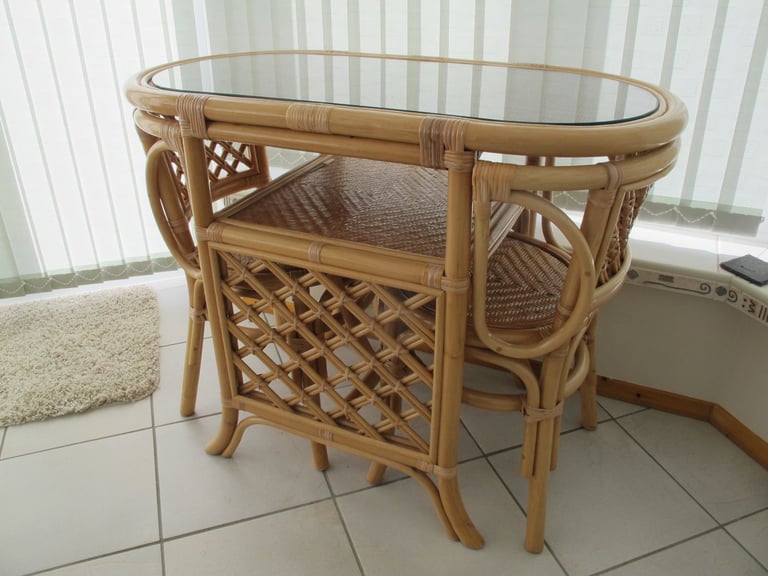 image for Bamboo Bistro Set, with glass top.