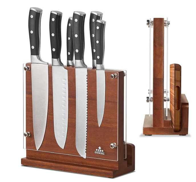 Magnetic Knife Stand (Enoking) - Solid acacia wood