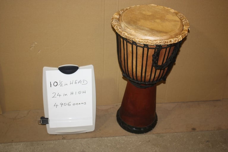 image for African Wooden Djembe Drum 10.1/2in Head x 24in High ~ Weight 4906 Grams ~ £75 ono