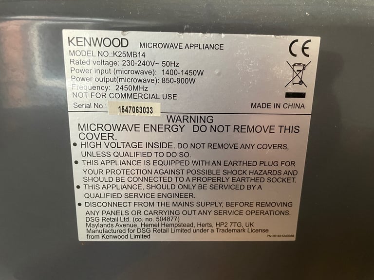 Kenwood, 900w, microwave oven