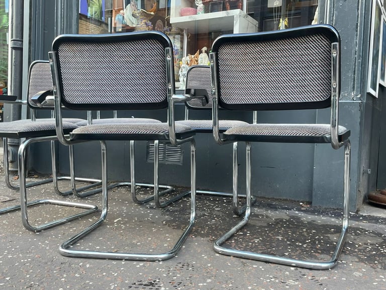 Vintage mid century marcel breuer style table and six chairs 