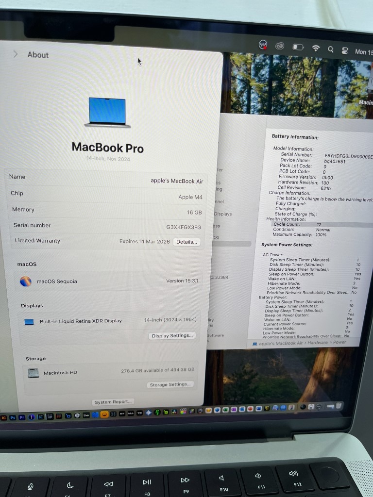 Apple MacBook Pro M4 14'' 16GB Ram 500GB SSD Adobe 2024 Logic Pro 11