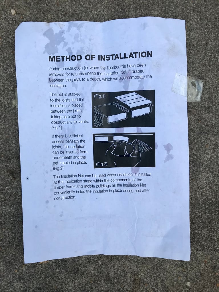 Insulation Support Netting Roll 2m x 100m White New