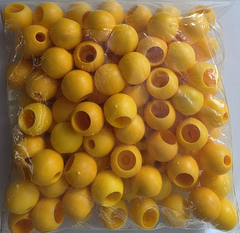 image for 100 x yellow plastic balls with holes