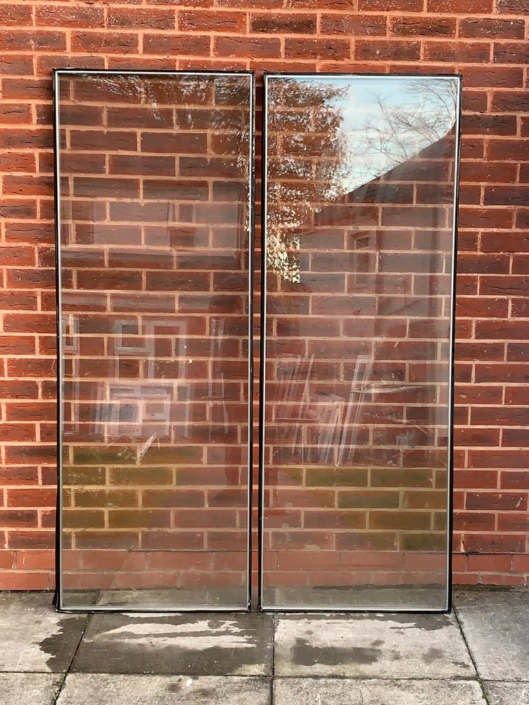 DOUBLE GLAZED TOUGHENED CLEAR GLASS PANELS X 2 IDENTICAL 63.5CM BY 175.5CM