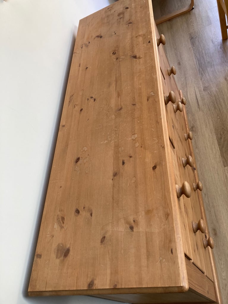Large solid pine chest of drawers