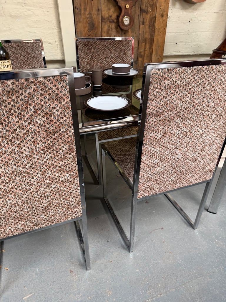 Mid-Century Italian F.lli Orsenigo Chrome & Smoked Glass Dining Suite