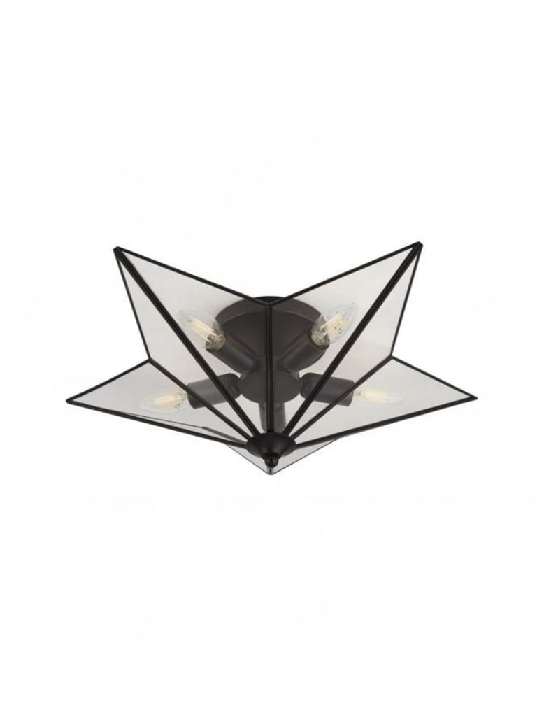 image for Five light star shape glass and metal ceiling light (minor damage)