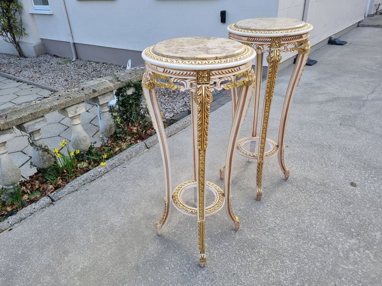 2  Large Ornate Egyptian Stands (Granite Top)