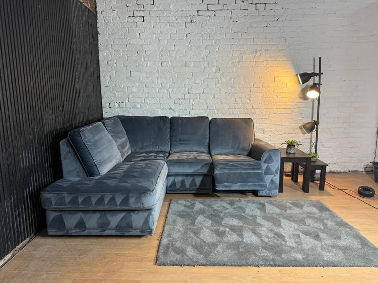 DFS Velvet Orka Corner Sofa – Electric Recliner