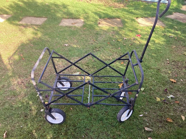 Four wheeled folding metal trolley