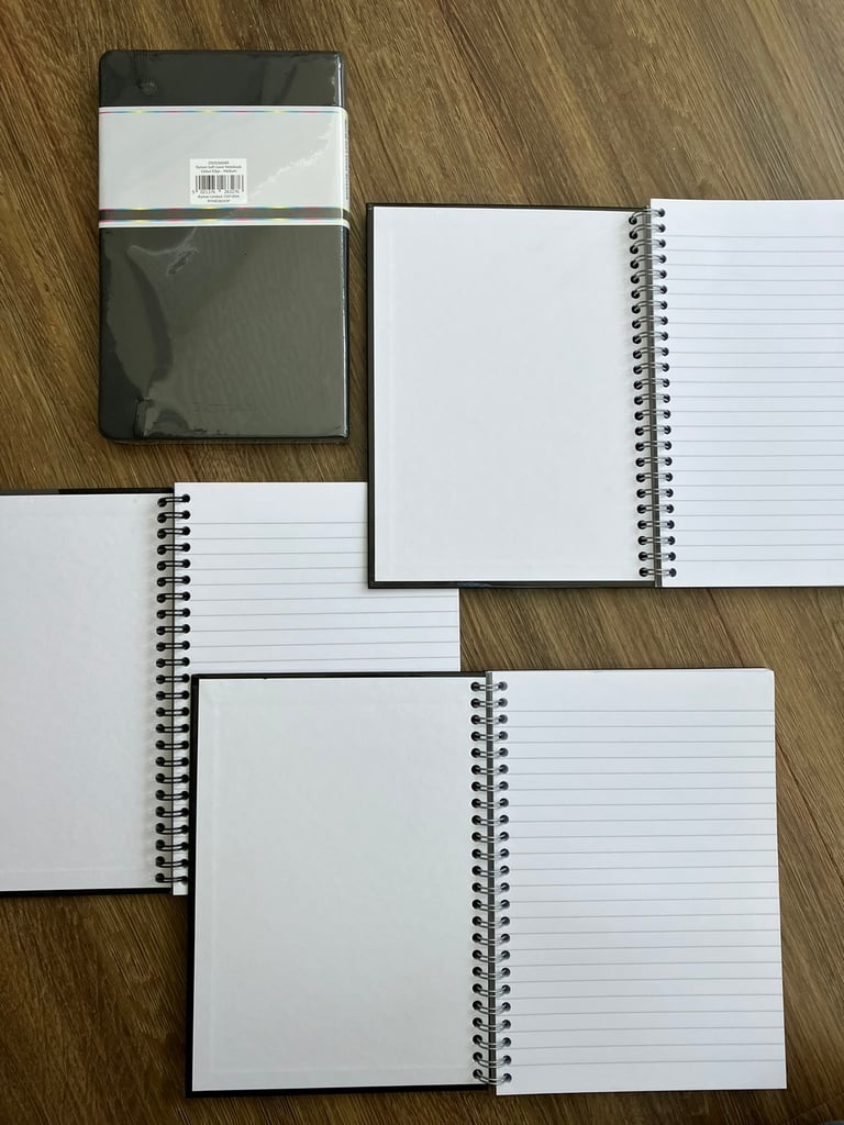 Stationery: Four A5 size notebooks. New. Collect Chichester 