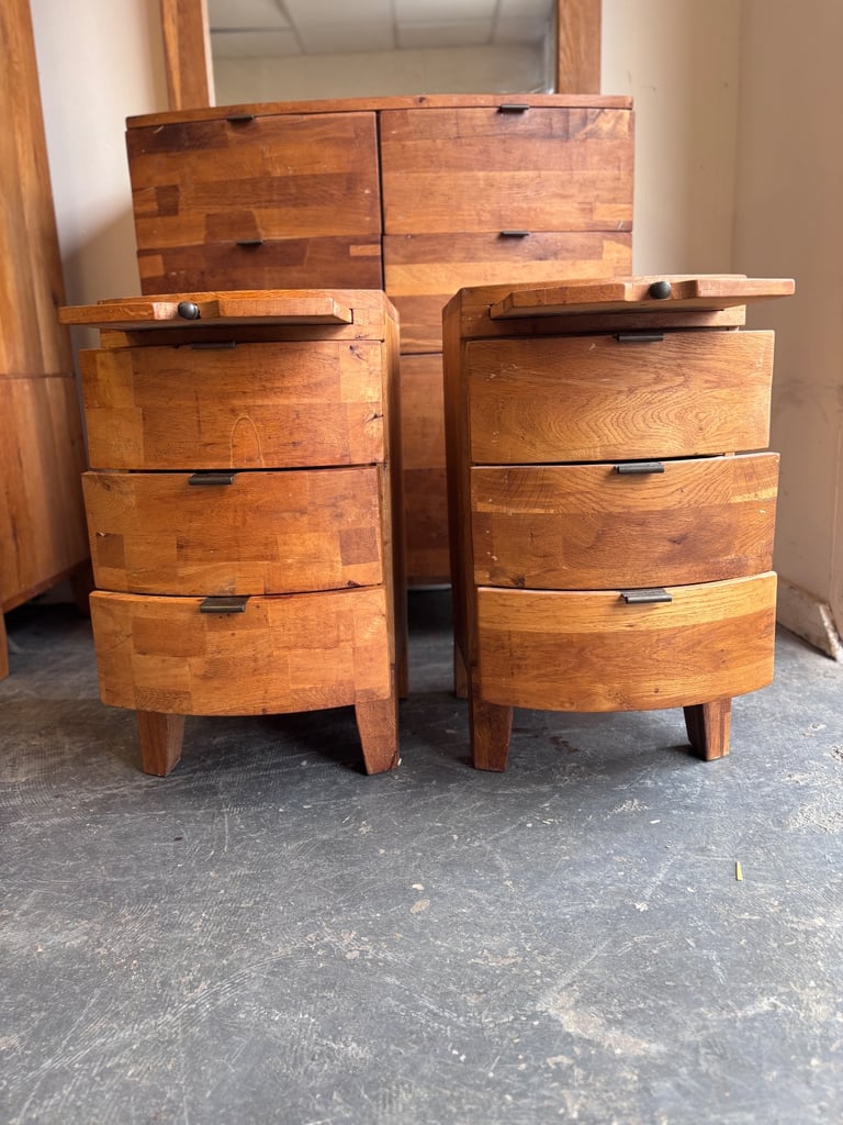 Barker and Stonehouse Rye reclaimed solid wood pair of bedside drawers ! 