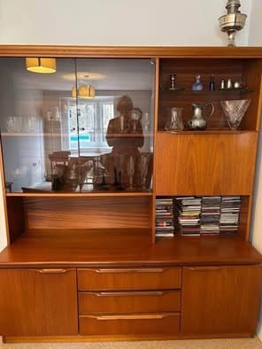 80’s mid brown display Cabinet 