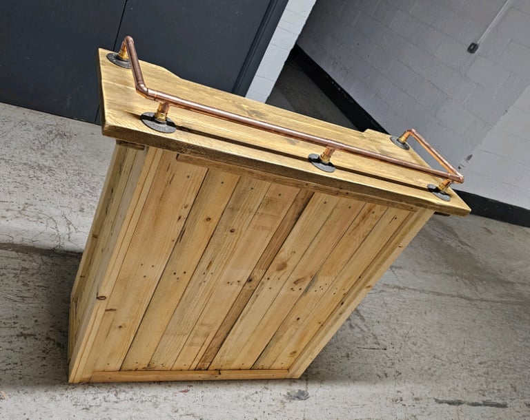 Rustic Reclaimed Wood & Copper Pipe Bar
