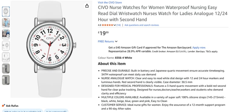 Nurse Watches for Women Waterproof, brand new just for 10
