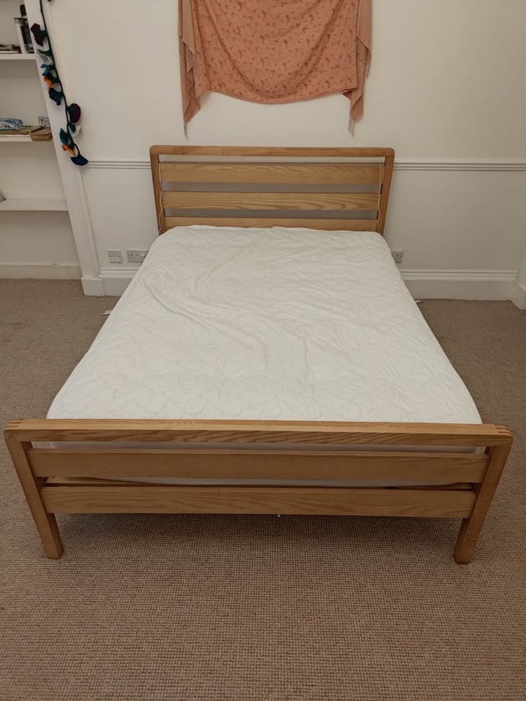Wooden double bed scandi chic