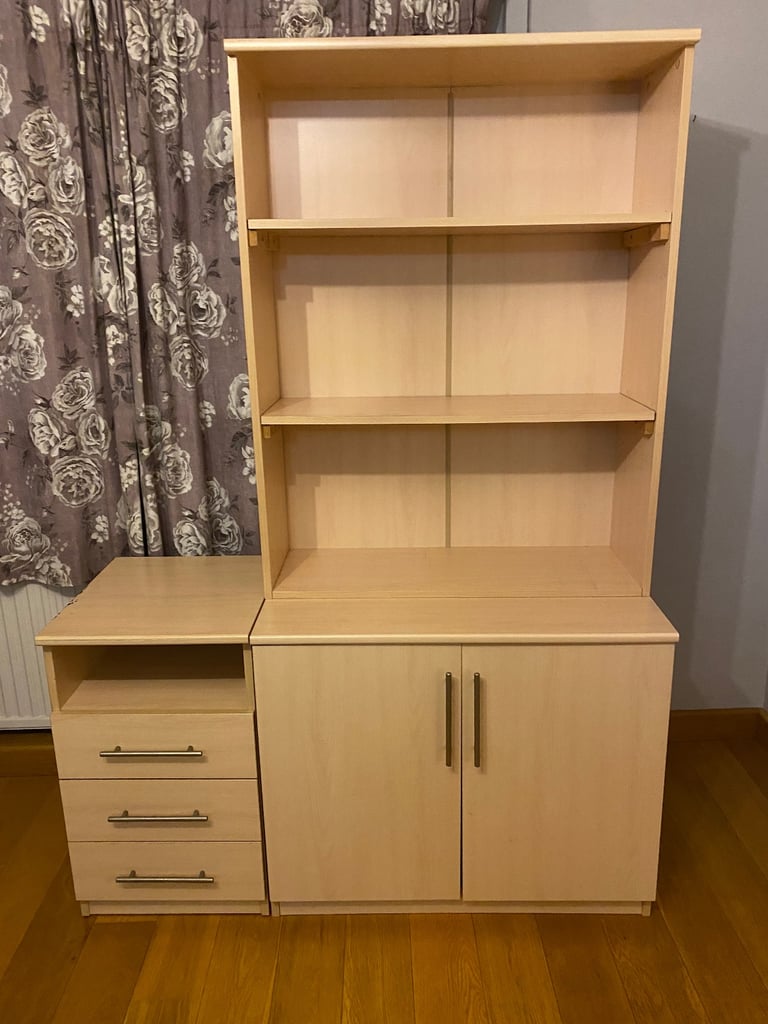 image for Bookcase/cupboard combo and separate desk pedestal for free