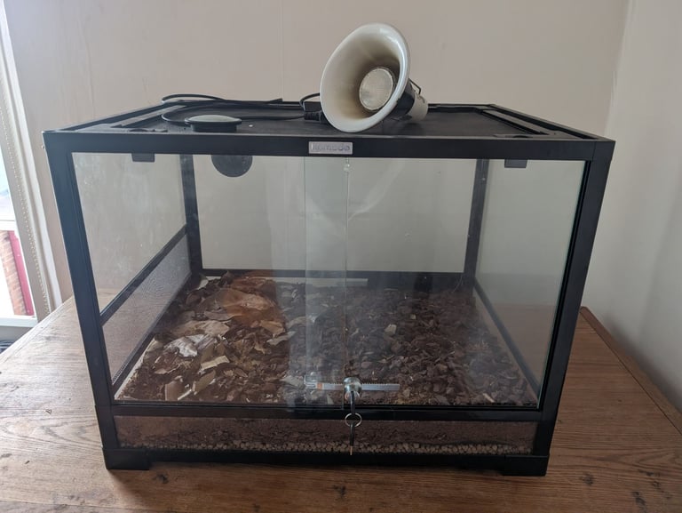 Reptile enclosure with light and humidity reader