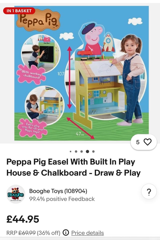 Peppa pig easel chalkboard