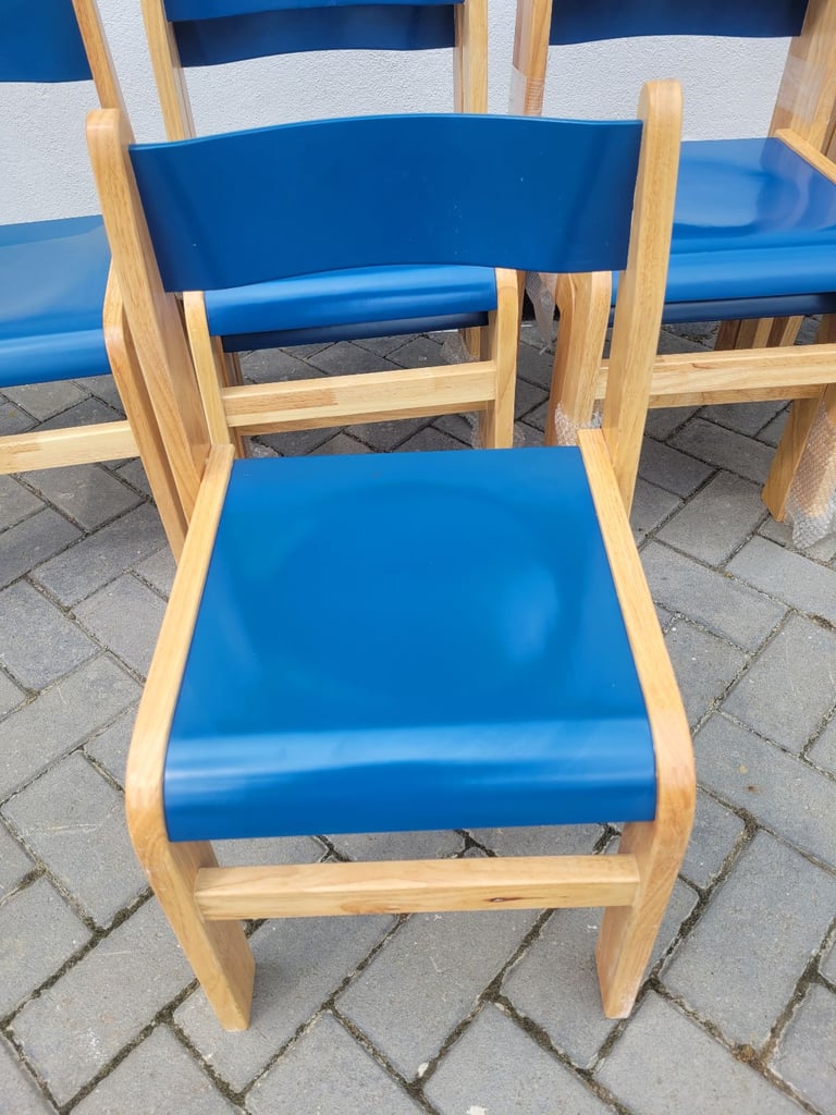 New - Tuf Class™ Wooden Chair Blue seat/wood frame For Schools