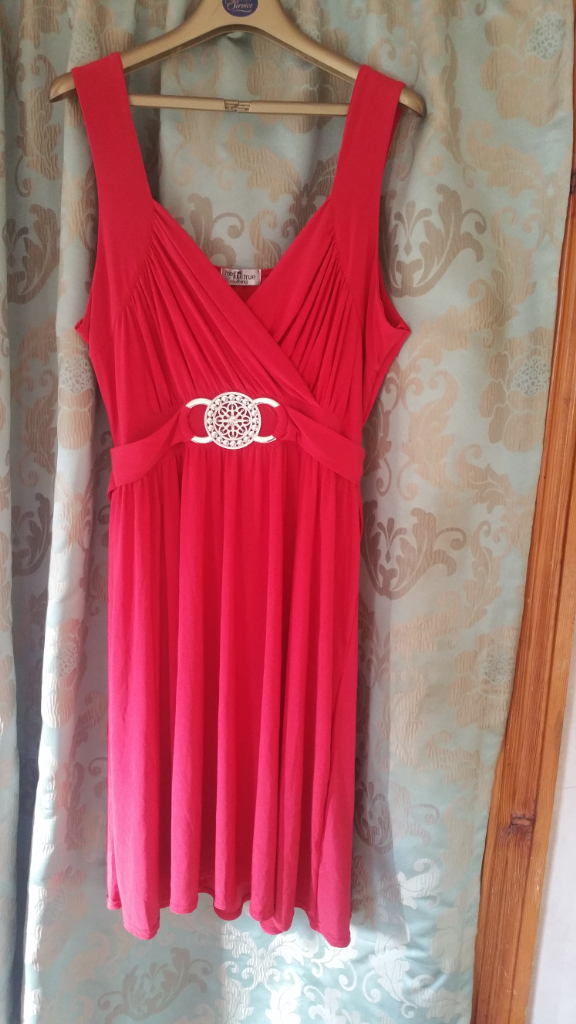 image for Brand new with tag ladies red dress with silver effect buckle tie at the back, size 24/26