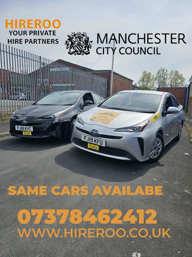 Private Hire Cars - Manchester City Council - Taxi Rentals - Toyota Prius - Private Hire - Uber Cars